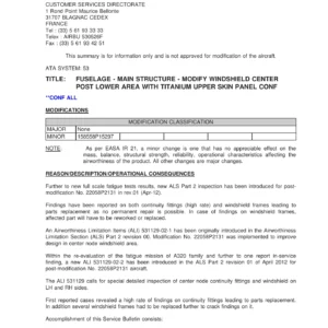 Airbus A318 A319 A320 A321 Windshield Frame Service Bulletin A320-53-1329 - PDF