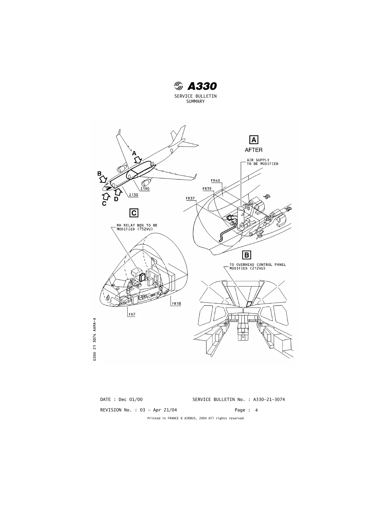 Airbus A330-243 Lower Deck Cargo Ventilation Service Bulletin A330-21-3074 Rev 03 - Image 2