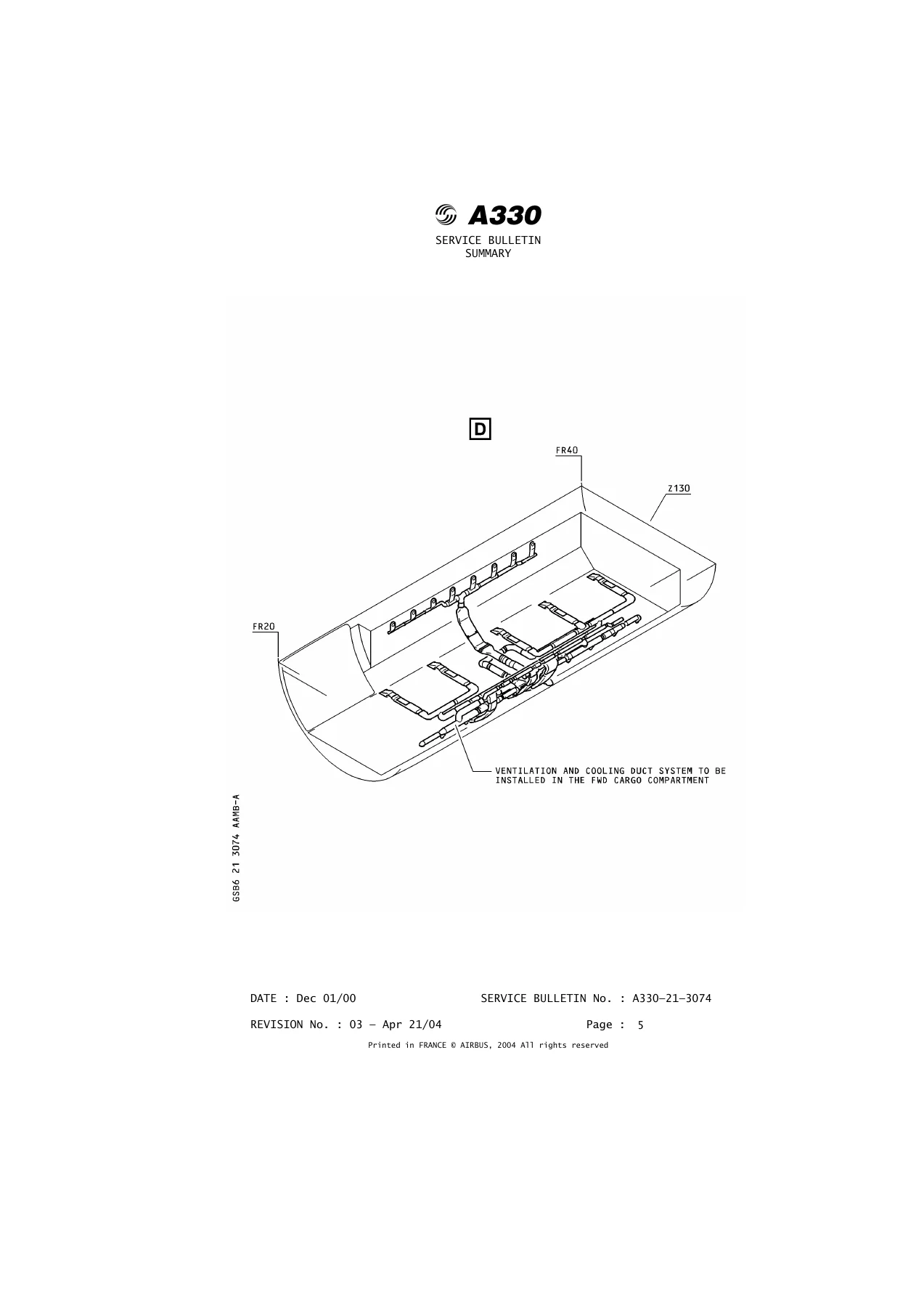 Airbus A330-243 Lower Deck Cargo Ventilation Service Bulletin A330-21-3074 Rev 03 - Image 3