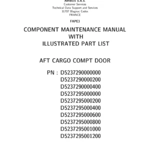 Airbus AFT Cargo Compartment Door Component Maintenance Manual 52-32-14 with Illustrated Parts List