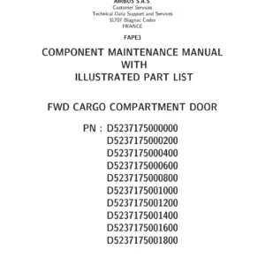 Airbus FWD Cargo Compartment Door Component Maintenance Manual 52-31-14 - CMM with Illustrated Parts List PDF