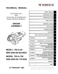 Allison T63-A-5A / T63-A-700 Turboshaft Engine Maintenance Manual - TM 55-2840-231-23