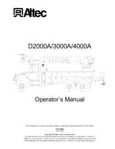 Altec D2000A D3000A D4000A Digger Derrick Operator's Manual - PDF