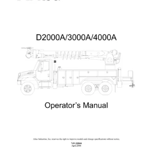 Altec D2000A D3000A D4000A Digger Derrick Operator's Manual - PDF