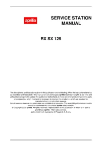 Aprilia RX 125 SX 125 Service Station Manual 2008 - Full Workshop Repair PDF Download