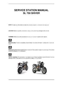 Aprilia SL750 Shiver Service Station Manual 854146 - Complete Workshop & Repair Guide