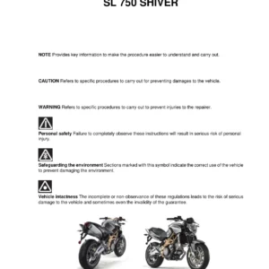 Aprilia SL750 Shiver Service Station Manual 854146 - Complete Workshop & Repair Guide