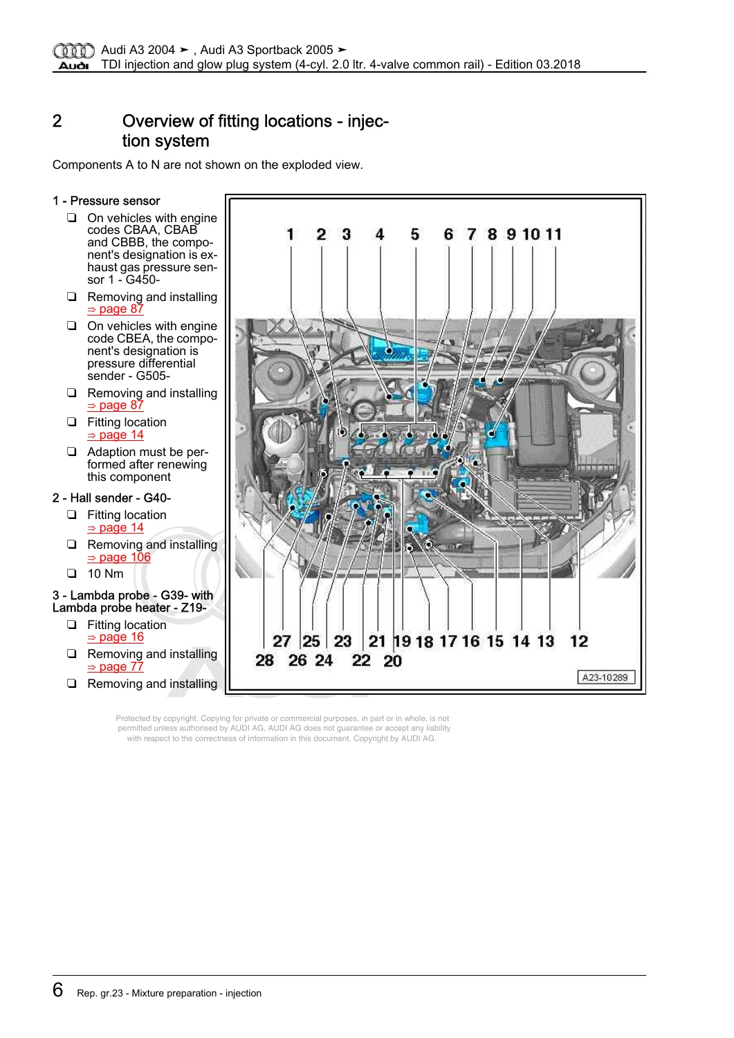 Audi A3 Sportback 2005 TDI Common Rail Injection & Glow Plug System Workshop Manual PDF - Image 2