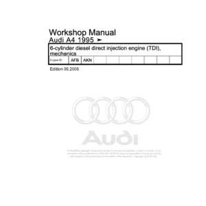 Audi A4 1995 On 2.5 TDI 6-Cylinder Diesel Engine Workshop Manual - AFB AKN