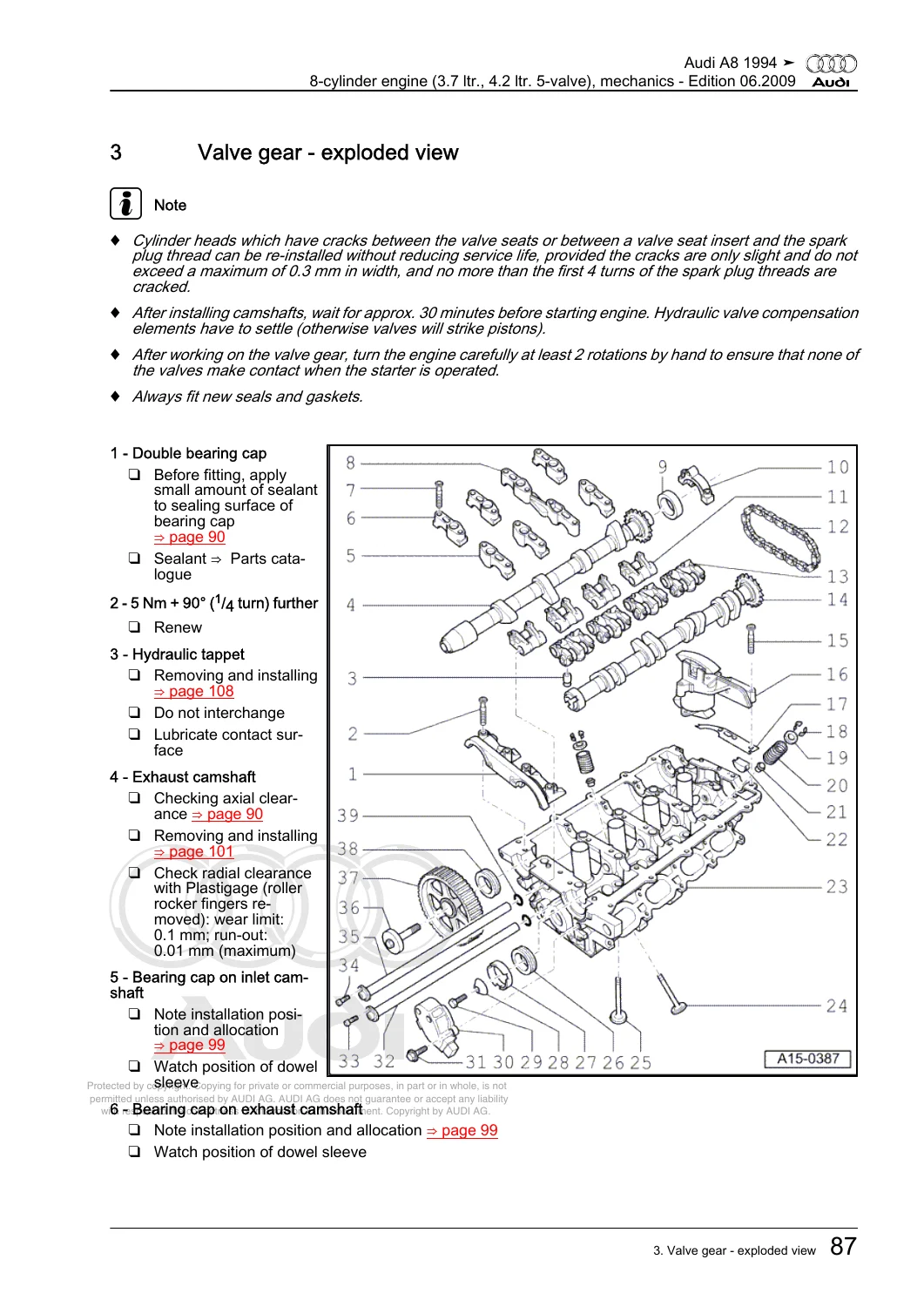 Audi A8 1994 Onward 3.7 ltr. 4.2 ltr. 5-Valve 8-Cylinder Engine Workshop Manual - Image 3