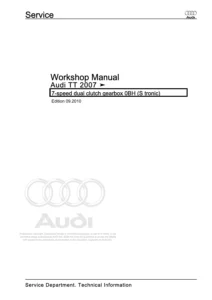 Audi TT 2007 0BH S Tronic 7-Speed Dual Clutch Gearbox Workshop Manual - PDF