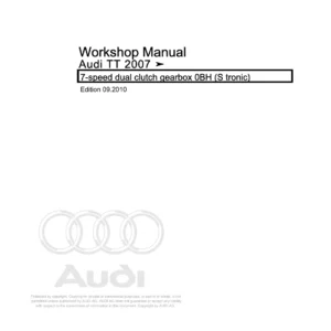 Audi TT 2007 0BH S Tronic 7-Speed Dual Clutch Gearbox Workshop Manual - PDF