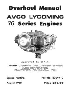 Avco Lycoming 76 Series Engine Overhaul Manual - O-320, O-360, IO-540, TIO-540 PDF (Revised June 1996)