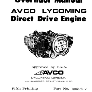 Avco Lycoming Direct Drive Aircraft Engine Overhaul Manual - O-320 O-360 O-540 Series PDF