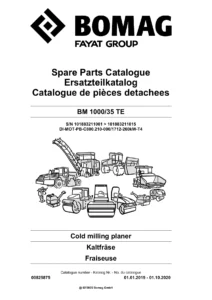 BOMAG BM 1000/35 TE Cold Milling Planer Spare Parts Catalogue 00825875 PDF