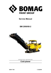 BOMAG BM 2000/60-2 Cold Planer Service Manual 00891769 2019