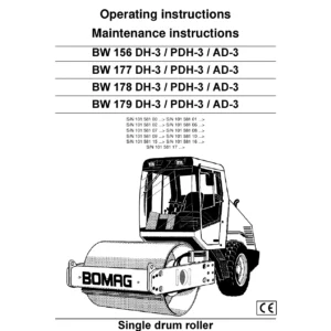 BOMAG BW 156 177 178 179 DH-3 PDH-3 AD-3 Single Drum Roller Operation and Maintenance Manual PDF