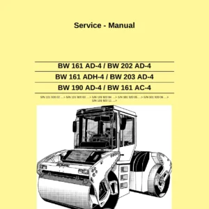 BOMAG BW 161 AD-4 ADH-4 AC-4 BW 190 AD-4 BW 202 AD-4 BW 203 AD-4 Tandem Vibratory Roller Service Manual