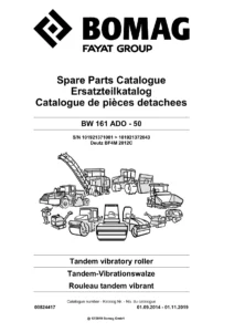 BOMAG BW 161 ADO-50 Tandem Vibratory Roller Spare Parts Catalogue 00824417 PDF