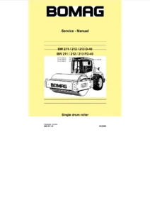 BOMAG BW 211 / 212 / 213 D-40 PD-40 Single Drum Roller Service Manual
