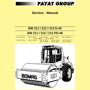 BOMAG BW 211 BW 212 BW 213 D-40 PD-40 Single Drum Roller Service Manual