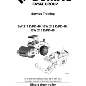 BOMAG BW 211 BW 212 BW 213 D/PD-40 Service Training Manual 008 401 91