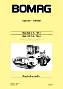 BOMAG BW 211 D-4 / PD-4 & BW 213 D-4 / PD-4 Single Drum Roller Service Manual 008 911 45 - January 2007