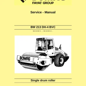 BOMAG BW 213 DH-4 BVC Single Drum Roller Service Manual 008 923 71 - 09/2013