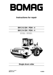 BOMAG BW 213 DH/PDH-4 & BW 214 DH/PDH-4 Single Drum Roller Repair Manual 2005