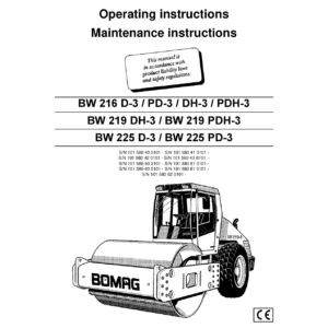 BOMAG BW 216, 219, 225 D-3, PD-3, DH-3, PDH-3 Operation and Maintenance Manual - PDF Download
