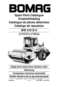 BOMAG BW 216 D-4 Vibratory Roller Spare Parts Catalogue 2007 - PDF Download
