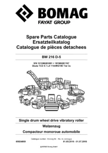 BOMAG BW 216 D-5 Vibratory Roller Spare Parts Catalogue - 2016-2018