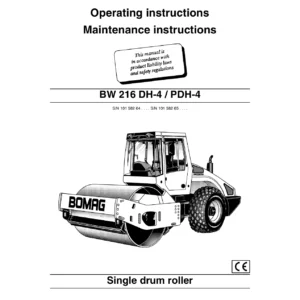 BOMAG BW 216 DH-4 / PDH-4 Operation and Maintenance Manual - 2006 PDF