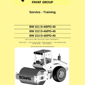 BOMAG BW211 BW212 BW213 D-40 PD-40 Single Drum Roller Service Training Manual