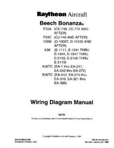 Beechcraft Bonanza F33A F33C V35B A36 A36TC B36TC Wiring Diagram Manual 1999