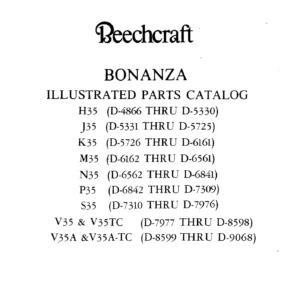 Beechcraft Bonanza H35 Thru V35A Illustrated Parts Catalog 35-590015-9C