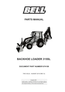 Bell 315SL Backhoe Loader Parts Manual 874189 Rev A Illustrated Parts Catalog Download