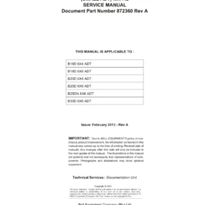 Bell B18D B20D B25D B30D ADT Service Manual Mk 7.2 Rev A - PDF Download