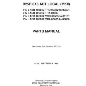 Bell B25B 6x6 ADT MKII Parts Manual 1998 - Illustrated PDF Parts Catalog