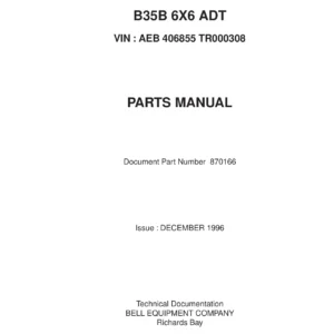 Bell B35B 6x6 ADT Parts Manual - December 1996 Illustrated Parts Catalog PDF (P/N 870166)