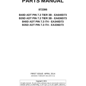 Bell B35D B40D Articulated Dump Truck Parts Manual 872386 Rev A.3 - PDF Download
