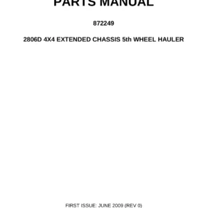 Bell Equipment 2806D 4X4 Extended Chassis 5th Wheeler Hauler Parts Manual - June 2009 PDF