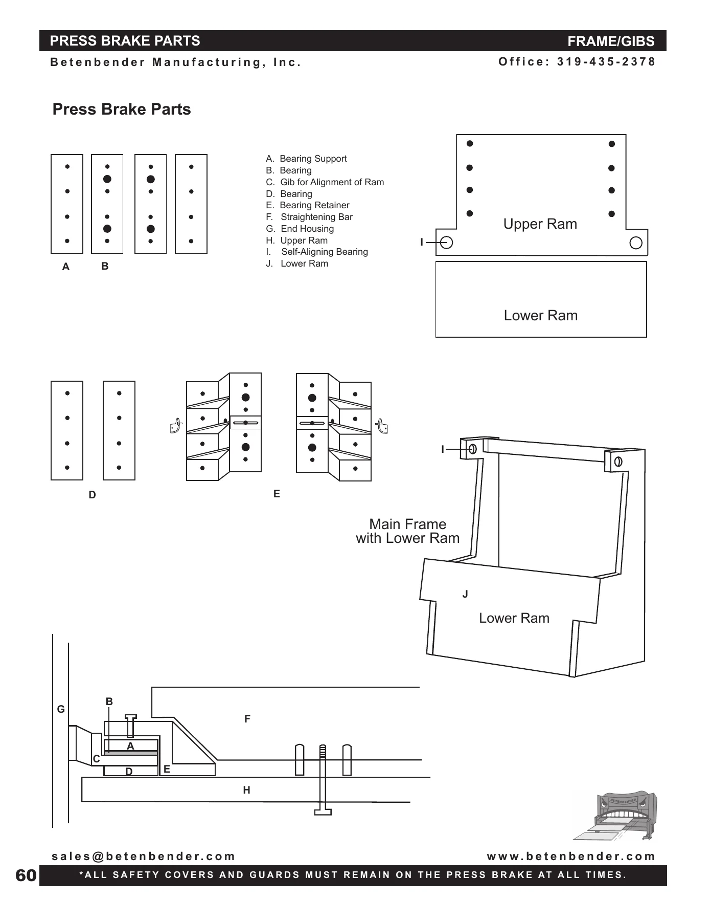 Betenbender Press Brake Operators Manual & Parts Catalog - 50 to 350 Ton Hydraulic Press Brakes - Image 3