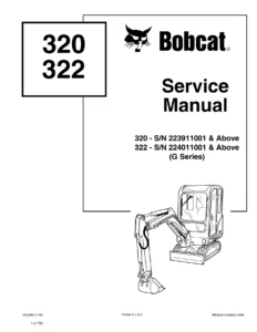 Bobcat 320 & 322 G Series Excavator Service Manual 6902668 - PDF Download