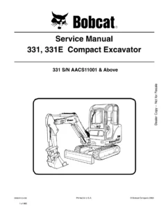 Bobcat 331 331E 334 Excavator Service Manual 2009 - Full Workshop PDF