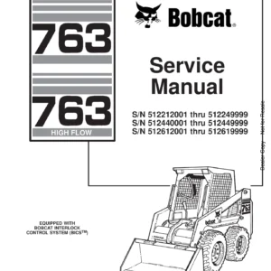Bobcat 763 & 763 High Flow Skid-Steer Loader Service Manual 1997 - PDF Download