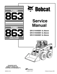 Bobcat 863 / 863H High Flow Turbo Loader Service Manual PDF