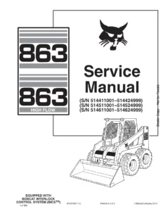 Bobcat 863 & 863H Skid Steer Loader Service Repair Manual (High Flow) - PDF Download
