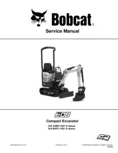 Bobcat E08 Compact Excavator Service Repair Manual - S/N A4BP11001 & Above / B4PC11001 & Above - PDF