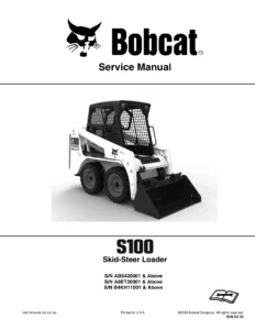 Bobcat S100 Skid-Steer Loader Service Manual 6987401 (2023) S/N AB6420001 A8ET20001 B4KH11001